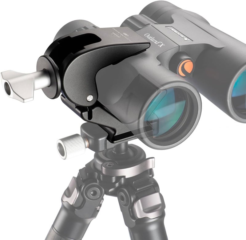 Zelnoox Clamp Binocular Tripod Adapter – ARCA Quick Release Dovetail | 1/4"-20 & 3/8"-16 Screw Holes | Fits 26-58mm Binoculars - Image 1